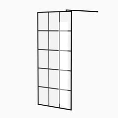 Framed Glass Shower Screen 34" Width x 72"Height with 1/4" 6mm Silk-printing Tempered Glass, Matte black aluminum and support bar, Shower door