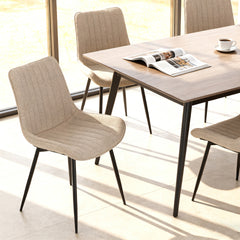 Dining chair set, includes 4 modern kitchen and dining chairs, decorative chairs, soft-seated dining chairs with padded backrests and metal legs, suitable for living room and bedroom, beige.