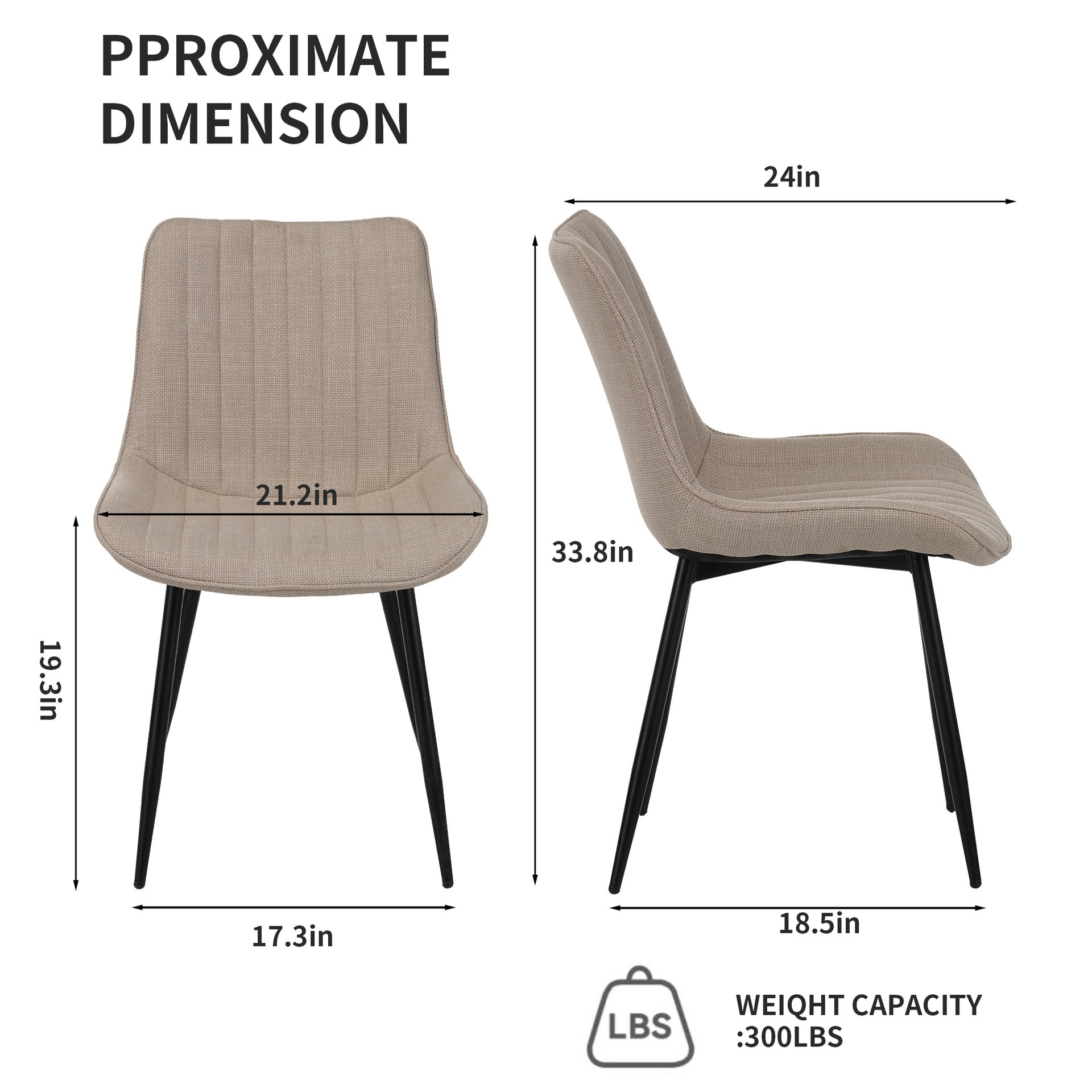 Dining chair set, includes 4 modern kitchen and dining chairs, decorative chairs, soft-seated dining chairs with padded backrests and metal legs, suitable for living room and bedroom, beige.