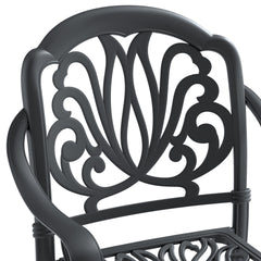 Cast Aluminum Patio Dining Chair 2PCS With Black Frame and Brown Cushions