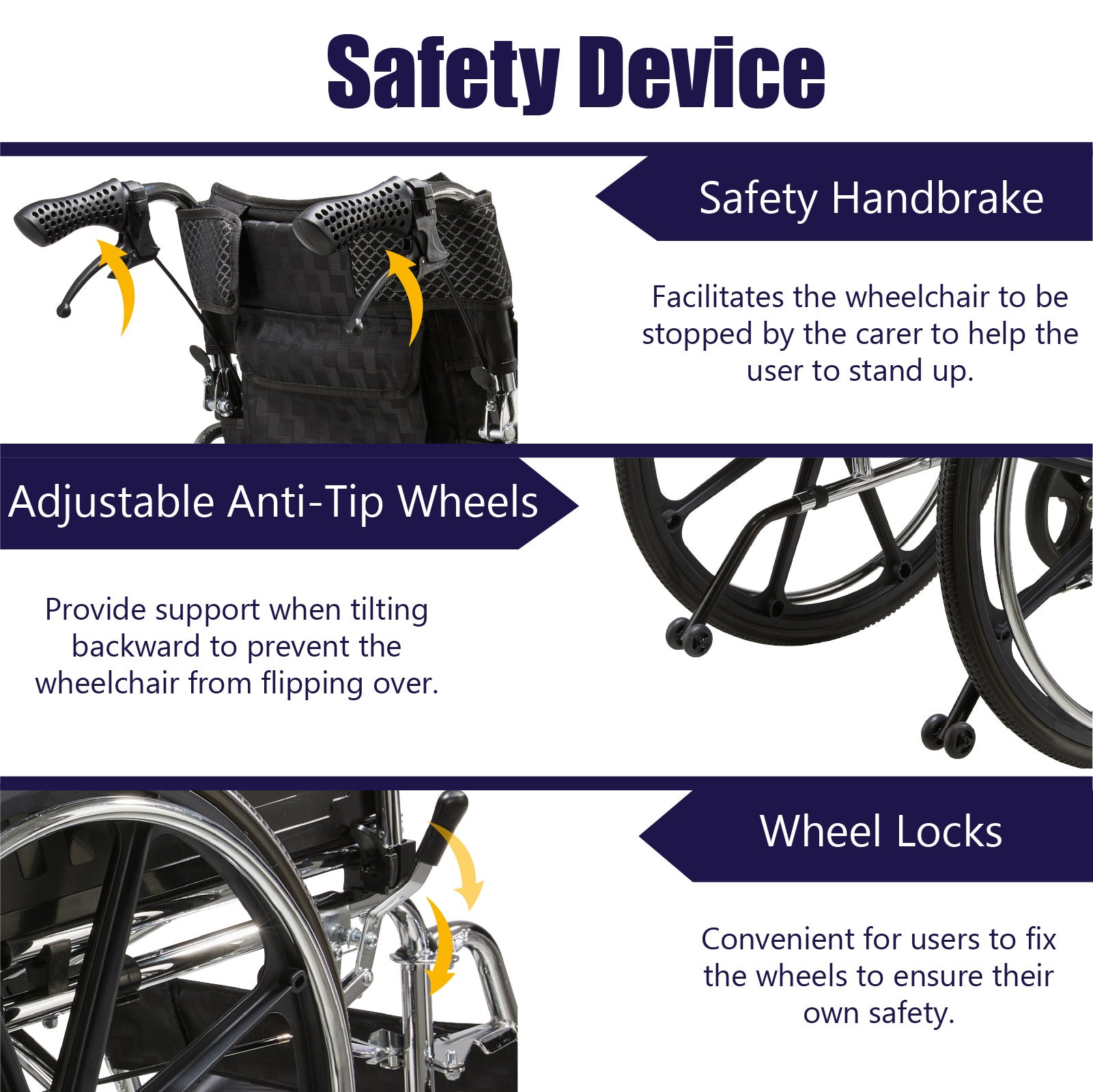 Folding Manual Transport Wheelchair, 18" Seat With Front and Rear Locking Hand Brakes, 24" Quick Release Rear Wheels,Bright Silver