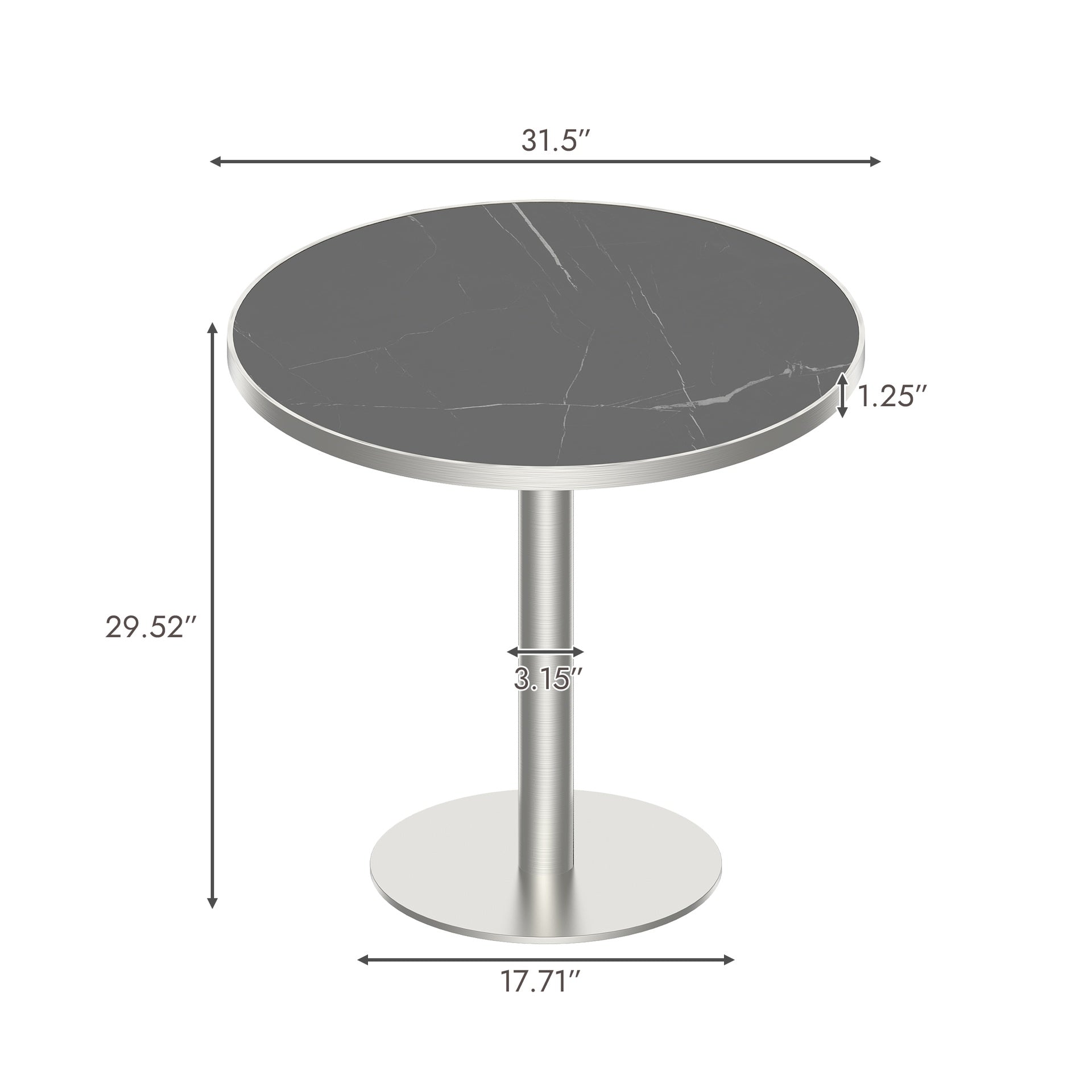 Round Modern Dinning Table 31.5 inches Bistro Table Tulip Table with Faux Marble top,Easy Assemble,Sturdy Metal Frame Diameter
