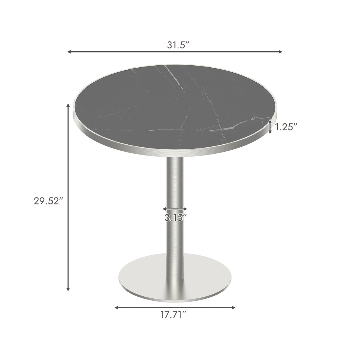 Round Modern Dinning Table 31.5 inches Bistro Table Tulip Table with Faux Marble top,Easy Assemble,Sturdy Metal Frame Diameter