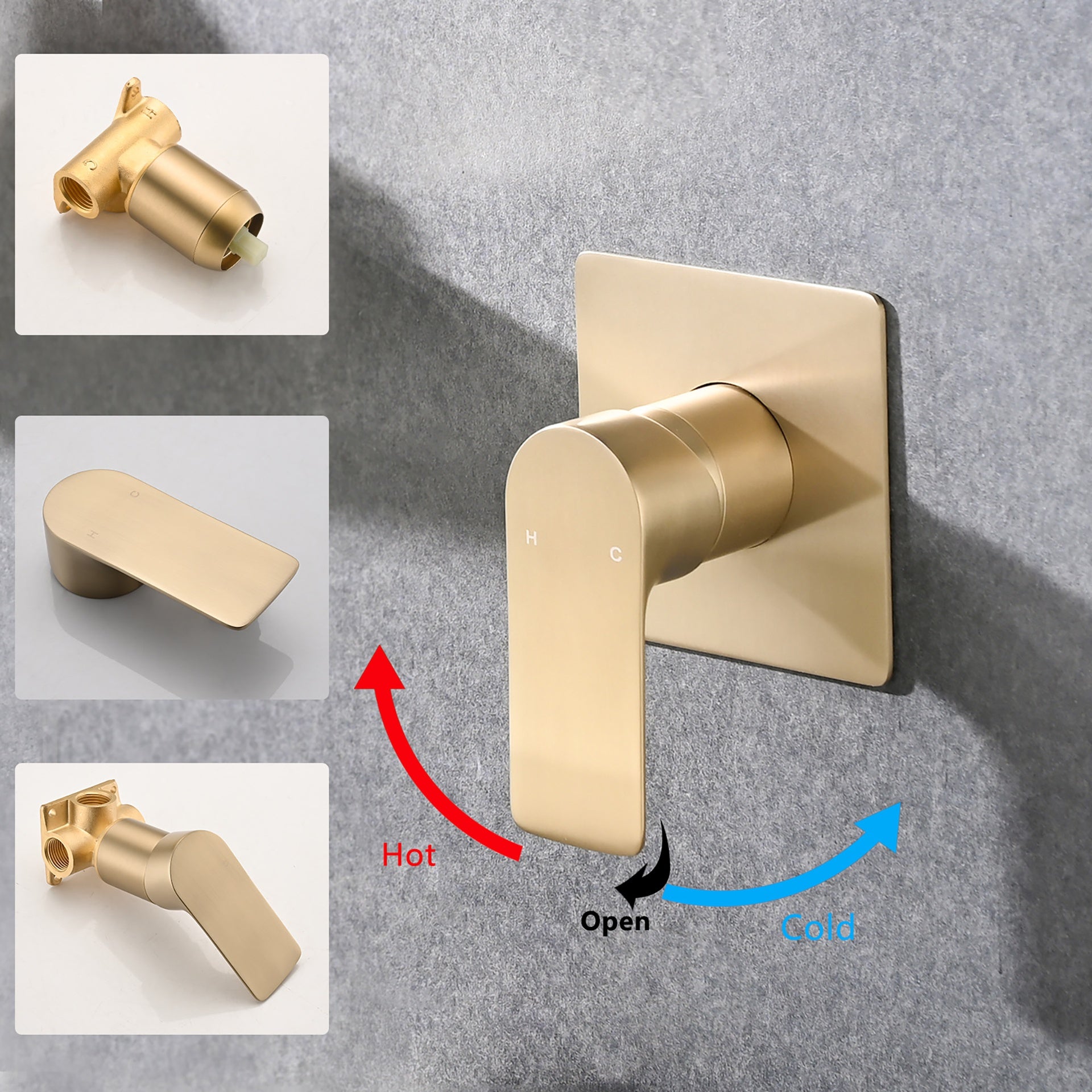 Wall Mount Bathtub Faucet Brushed Gold Single Handle Modern Bathroom Sink Faucet with Rough in Valve High Flow Filler Waterfall Tub Spout