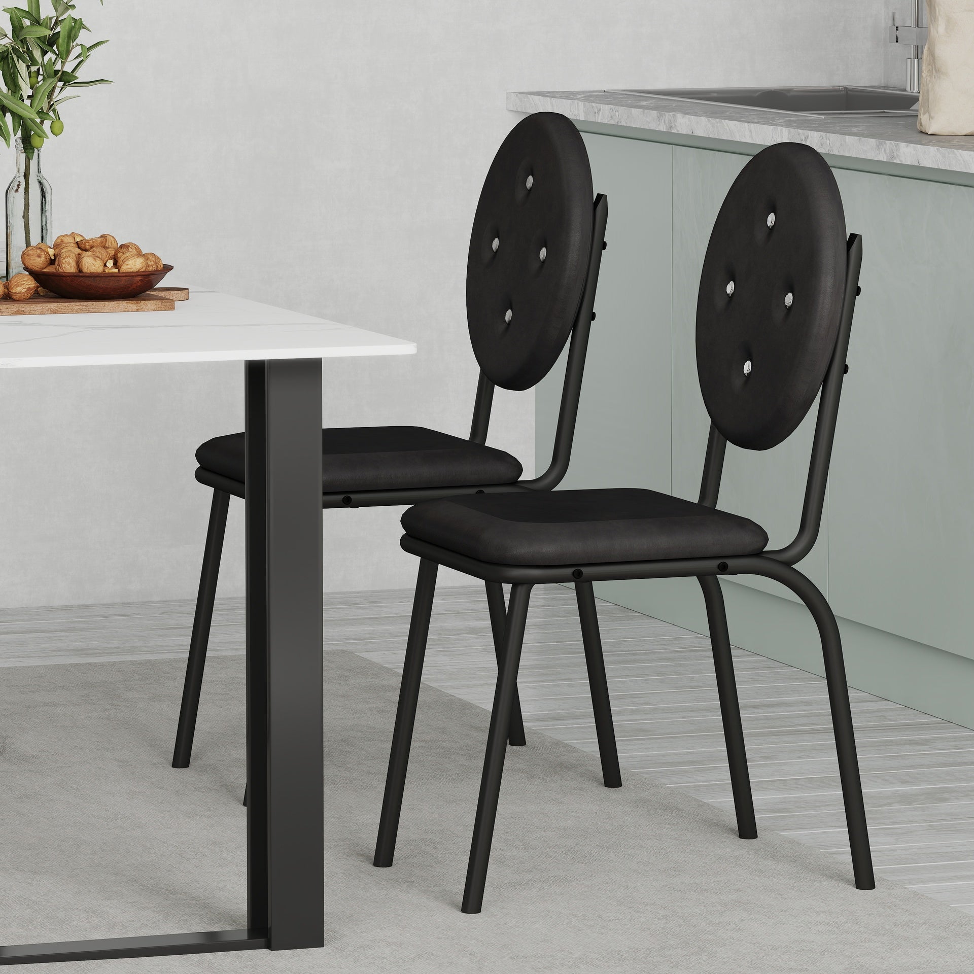 4-piece bar stools, faux leather dining chairs with waterproof surface and metal legs, easy to assemble, suitable for kitchen, dining room and living room