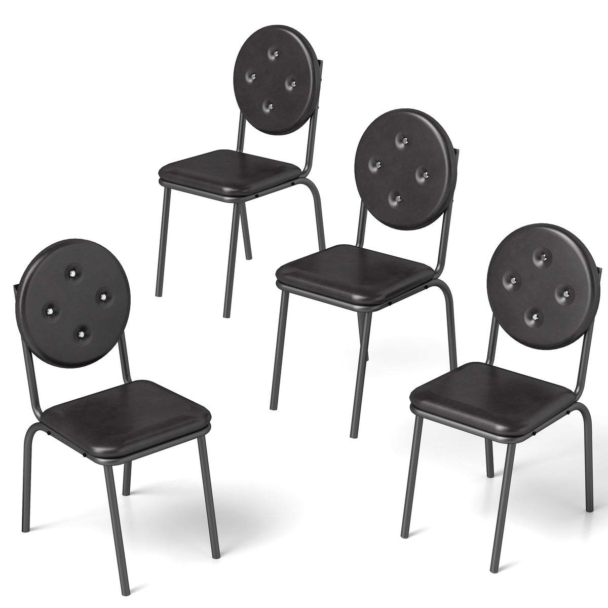 4-piece bar stools, faux leather dining chairs with waterproof surface and metal legs, easy to assemble, suitable for kitchen, dining room and living room