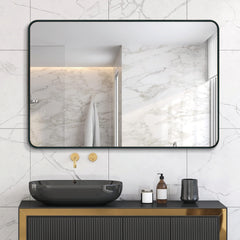 30x40 Inch Black Metal Framed Rectangular Bathrrom Mirror for Wall.(W2203134112)