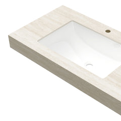 36" Roma Travertine-Pattern Sintered Stone Countertop and Undermount Ceramic Basin, NO Cabinet, NO Faucet and Drain, Suitable for Vanity TILLEY, YOLAN, FRIGGA, NYAHetc.