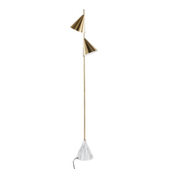 Cone 65" Glam Metal Floor Lamp in Brushed Gold Metal with White Faux Marble Metal Base by LumiSource