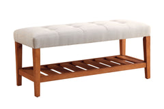 Charla Light Gray Fabric & Oak Finish Bench