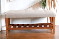 Charla Light Gray Fabric & Oak Finish Bench