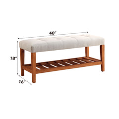 Charla Light Gray Fabric & Oak Finish Bench