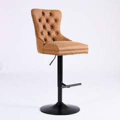A&A Furniture,Aged and Retro PU Swivel Barstools Adjusatble Seat Height from 26-33 Inch, Modern Bar Stools with Backs Comfortable Tufted for Home Pub and Kitchen Island (Orange,Set of 2)