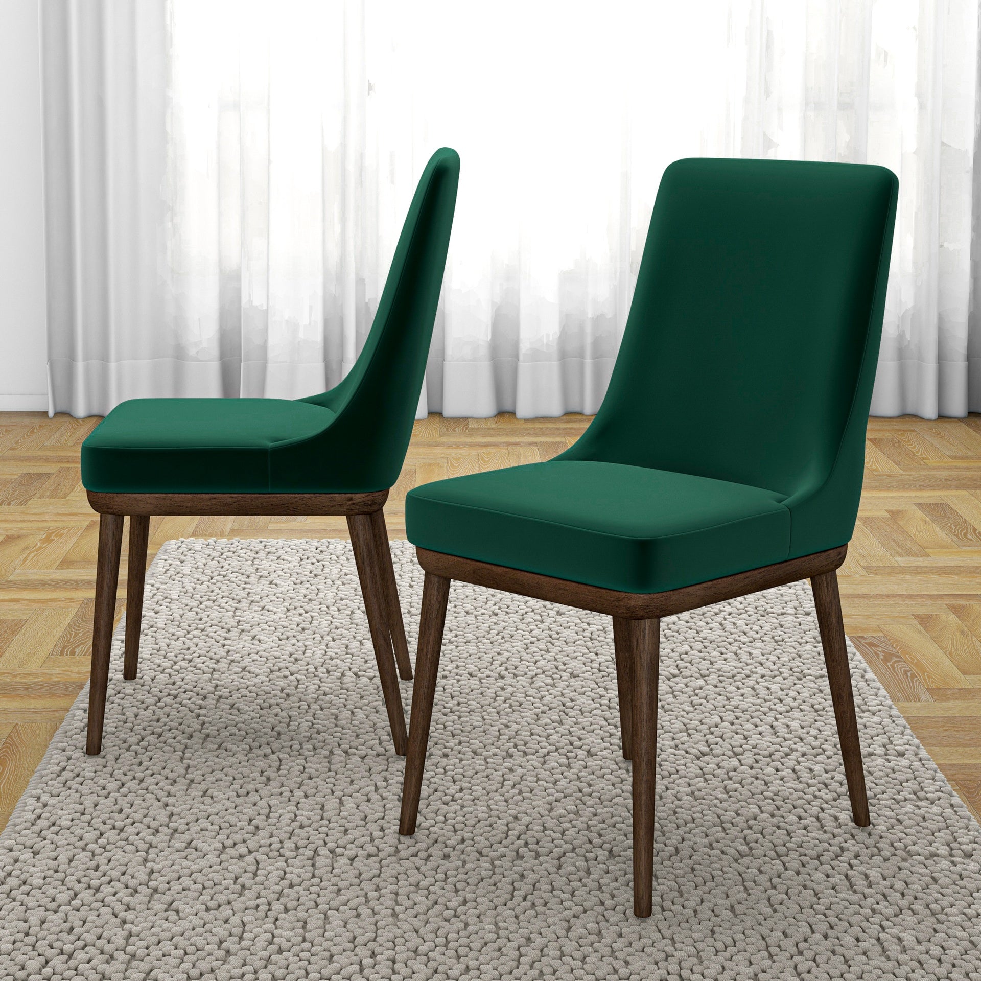 Fast Delivery Kate Mid-Century Modern Dining Chair (Set of 2) with Velvet Upholstery and Solid Wood Structure for Living Room Bedroom Outdoor Lounge