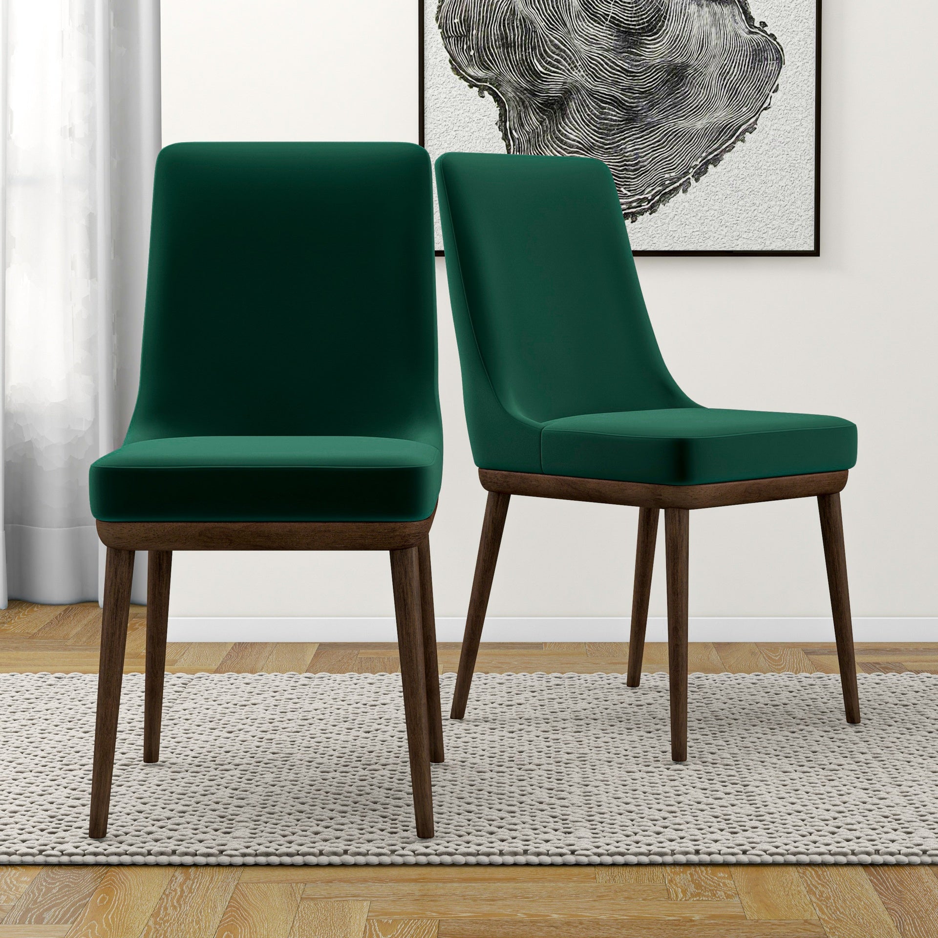 Fast Delivery Kate Mid-Century Modern Dining Chair (Set of 2) with Velvet Upholstery and Solid Wood Structure for Living Room Bedroom Outdoor Lounge