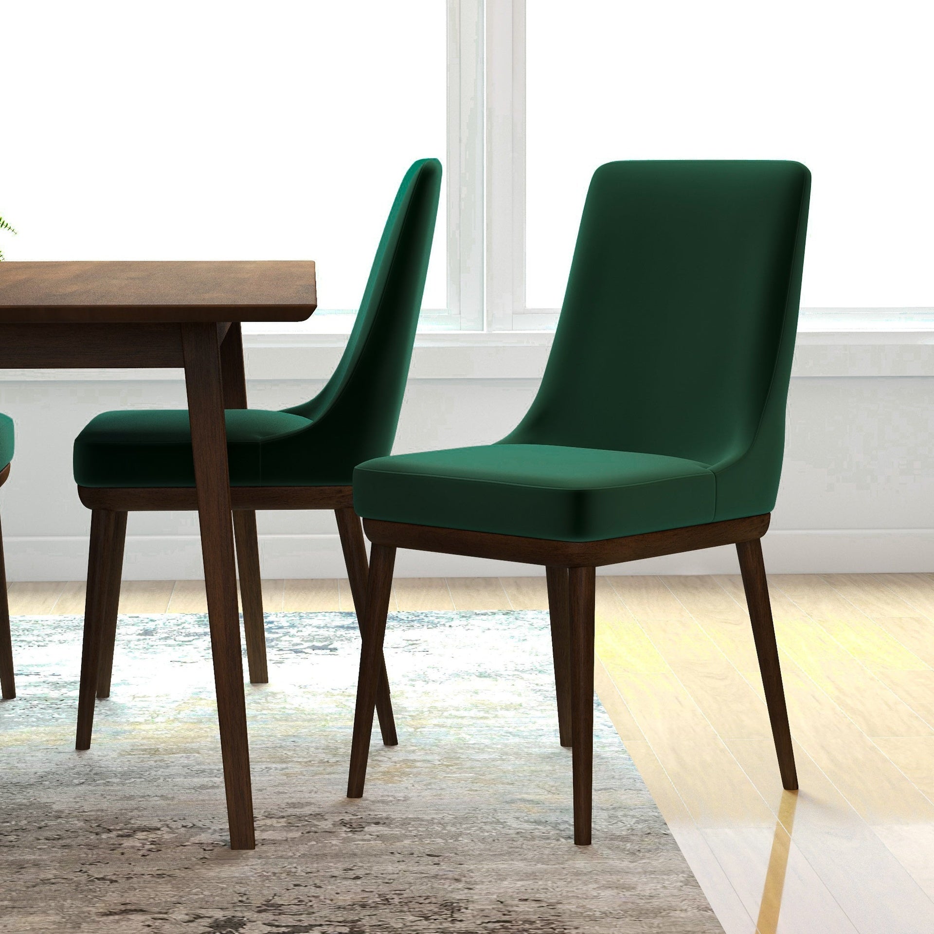 Fast Delivery Kate Mid-Century Modern Dining Chair (Set of 2) with Velvet Upholstery and Solid Wood Structure for Living Room Bedroom Outdoor Lounge