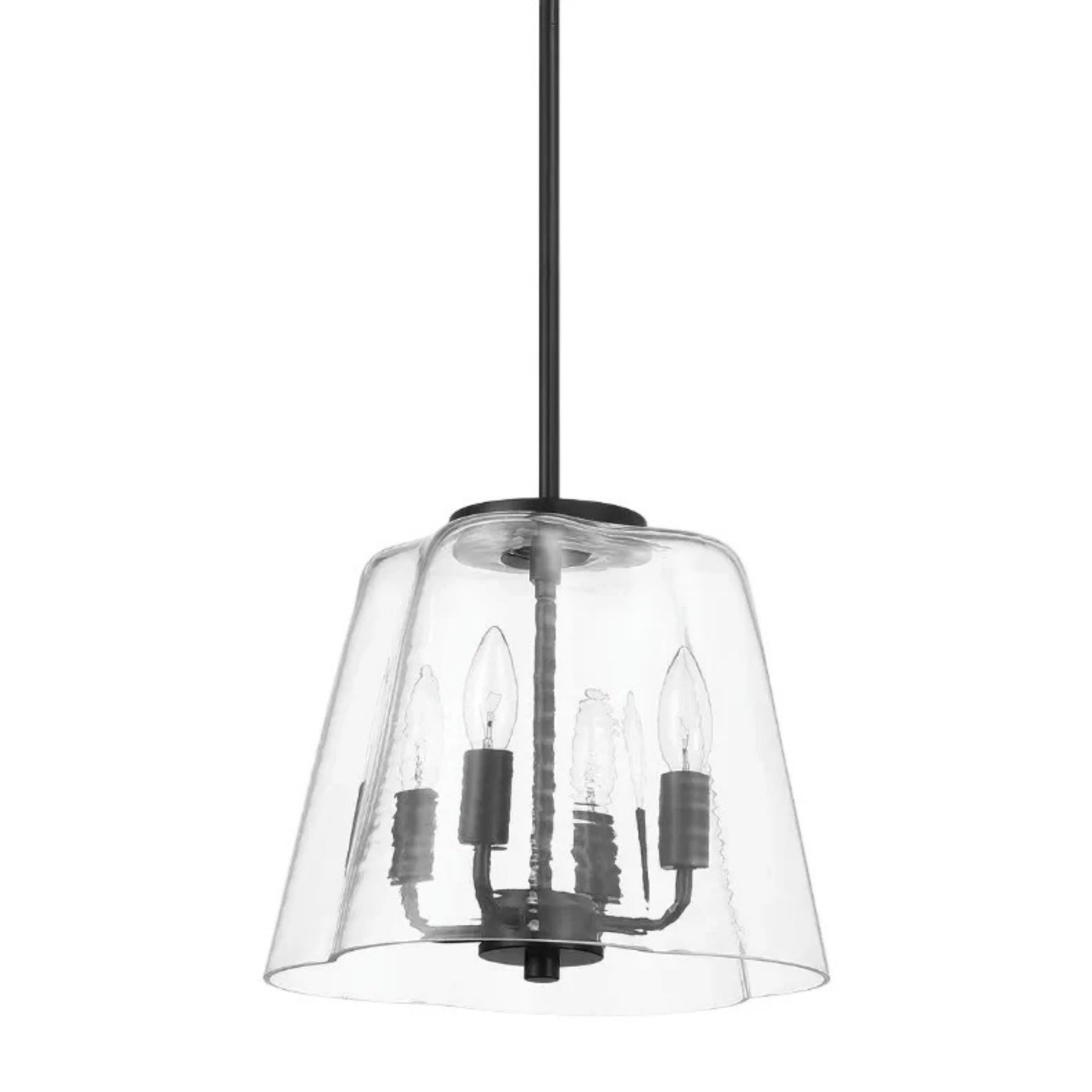 Soiree Four Candle Lights Pendant With Clear Glass - Black Finish