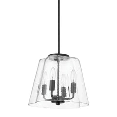 Soiree Four Candle Lights Pendant With Clear Glass - Black Finish