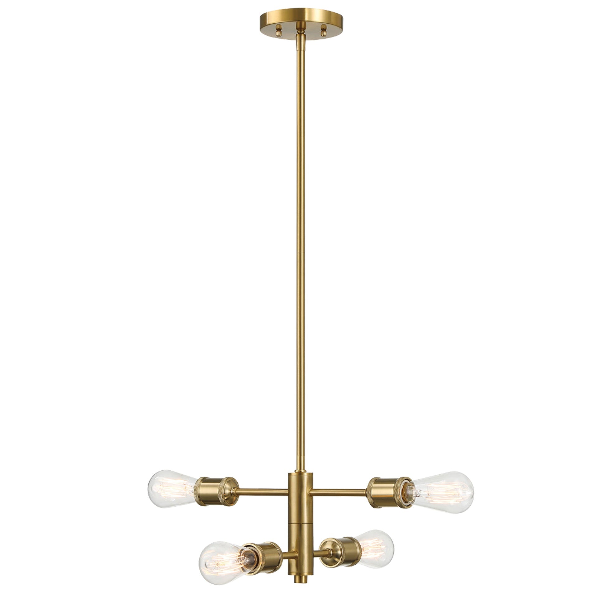 Trellis Four Lights Modern Gold Chandelier Vintage Pendant Fixture for Living Room Dining Kitchen 15"W × 6.75"H