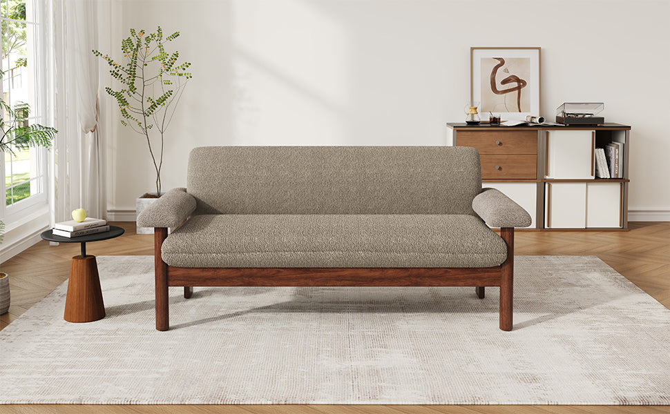 Modern Loveseat Sofa 2 Seater Couch 72.8" Loveseat Couch with Armrest Pillows for Living Room or Small Space, Brown
