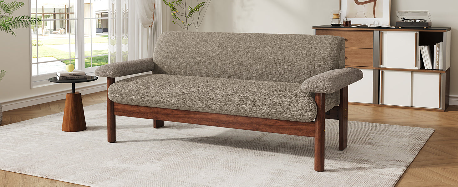 Modern Loveseat Sofa 2 Seater Couch 72.8" Loveseat Couch with Armrest Pillows for Living Room or Small Space, Brown