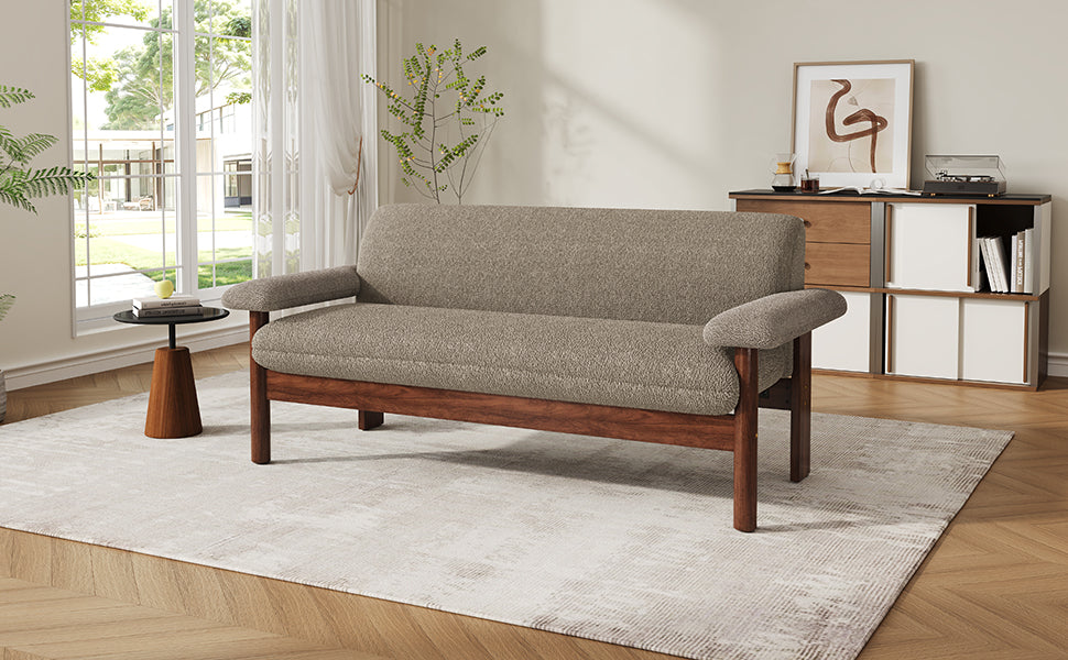 Modern Loveseat Sofa 2 Seater Couch 72.8" Loveseat Couch with Armrest Pillows for Living Room or Small Space, Brown