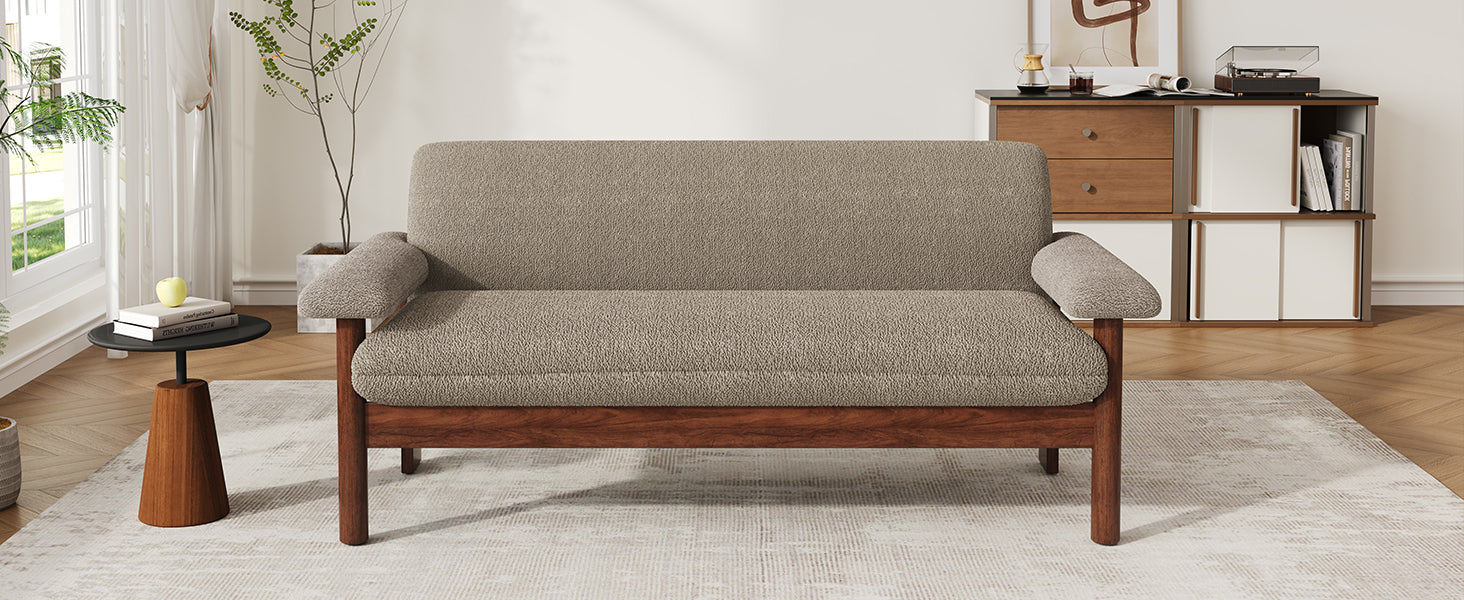Modern Loveseat Sofa 2 Seater Couch 72.8" Loveseat Couch with Armrest Pillows for Living Room or Small Space, Brown