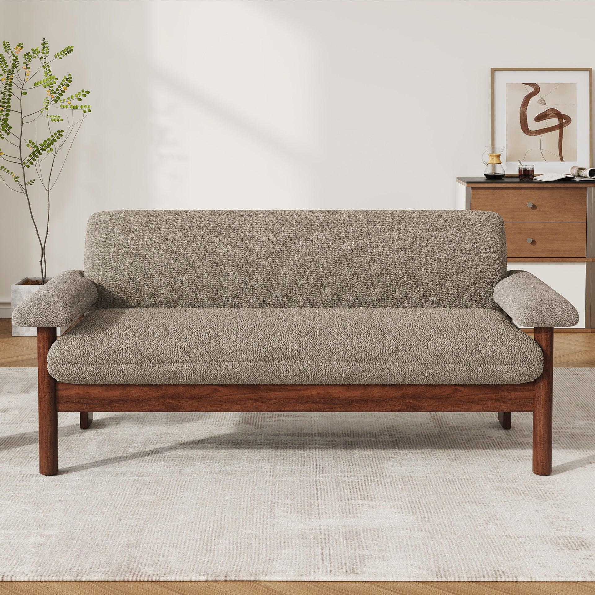 Modern Loveseat Sofa 2 Seater Couch 72.8" Loveseat Couch with Armrest Pillows for Living Room or Small Space, Brown
