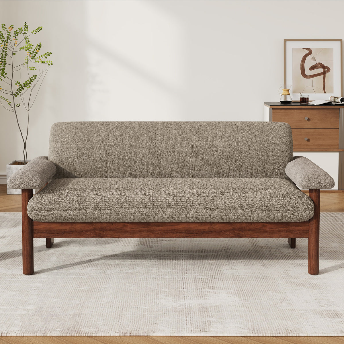 Modern Loveseat Sofa 2 Seater Couch 72.8" Loveseat Couch with Armrest Pillows for Living Room or Small Space, Brown