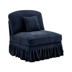 Armless Sofa Chenille W/1 Pillow -Blue