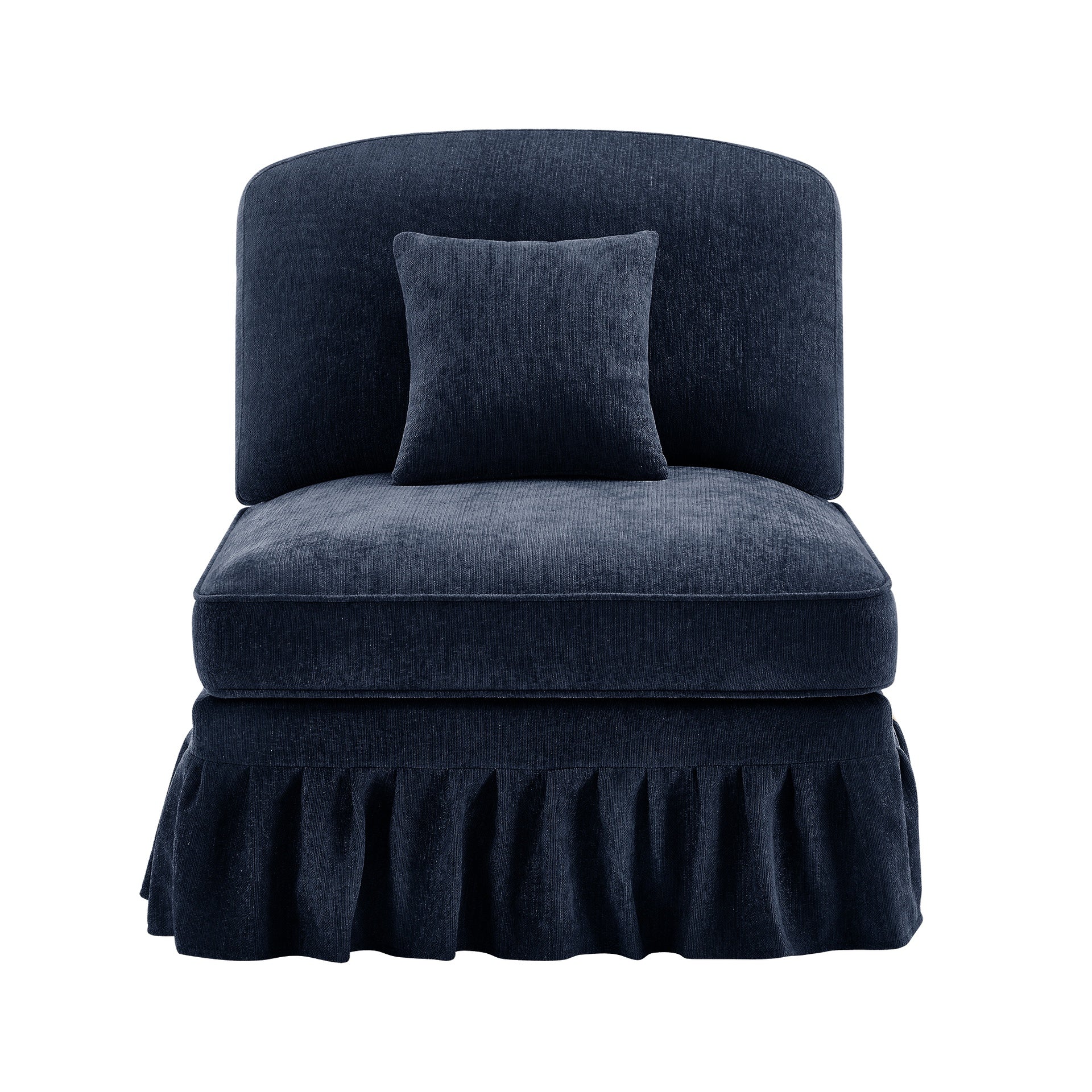 Armless Sofa Chenille W/1 Pillow -Blue