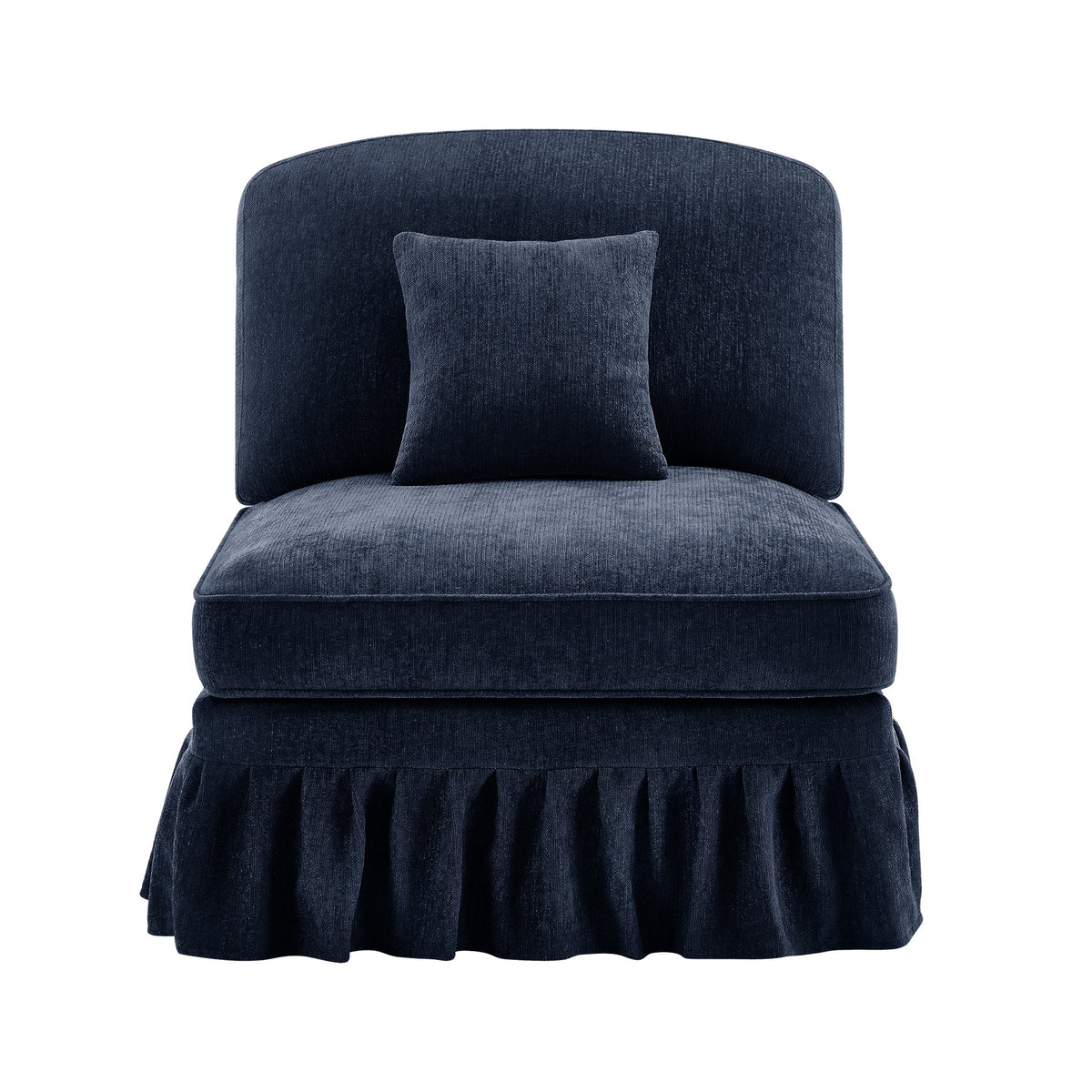 Armless Sofa Chenille W/1 Pillow -Blue