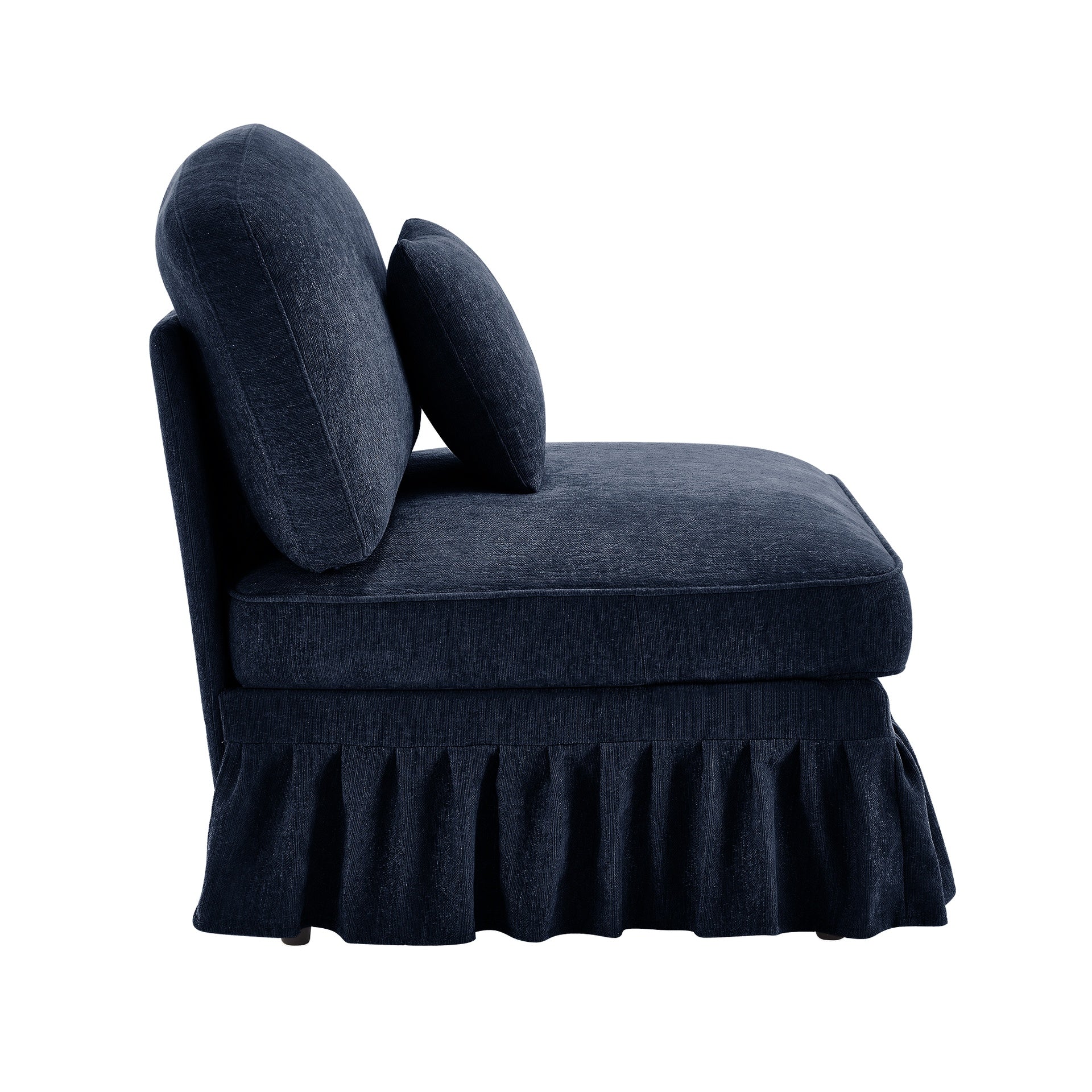 Armless Sofa Chenille W/1 Pillow -Blue