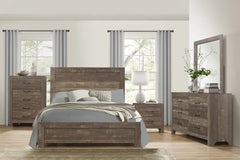 Rustic Brown Finish 1pc Eastern King Size Bed Panel Headboard Footboard Wooden Bedroom Furniture