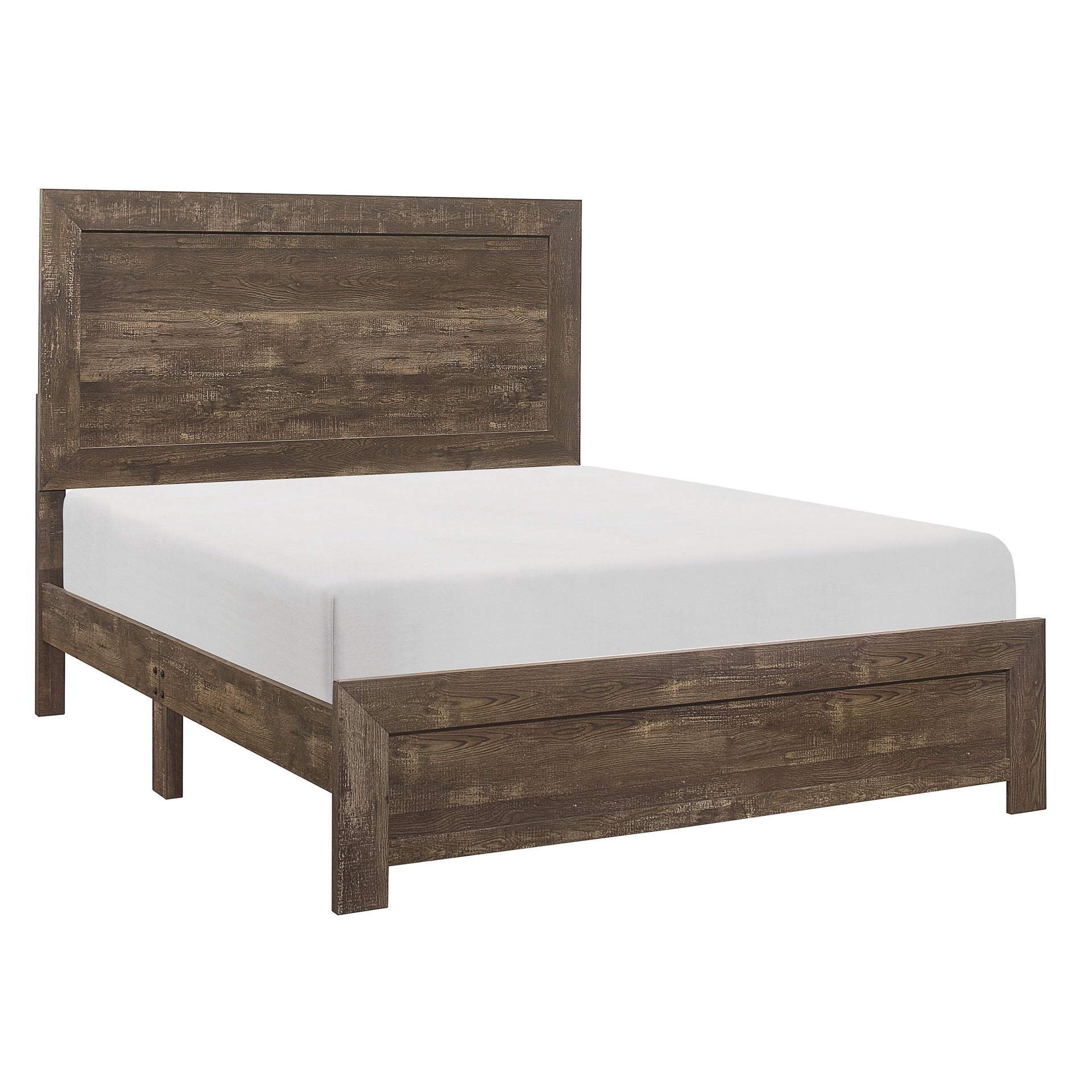 Rustic Brown Finish 1pc Eastern King Size Bed Panel Headboard Footboard Wooden Bedroom Furniture