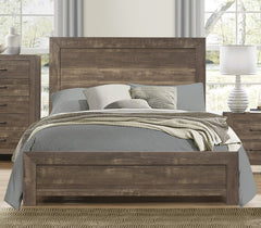 Rustic Brown Finish 1pc Eastern King Size Bed Panel Headboard Footboard Wooden Bedroom Furniture