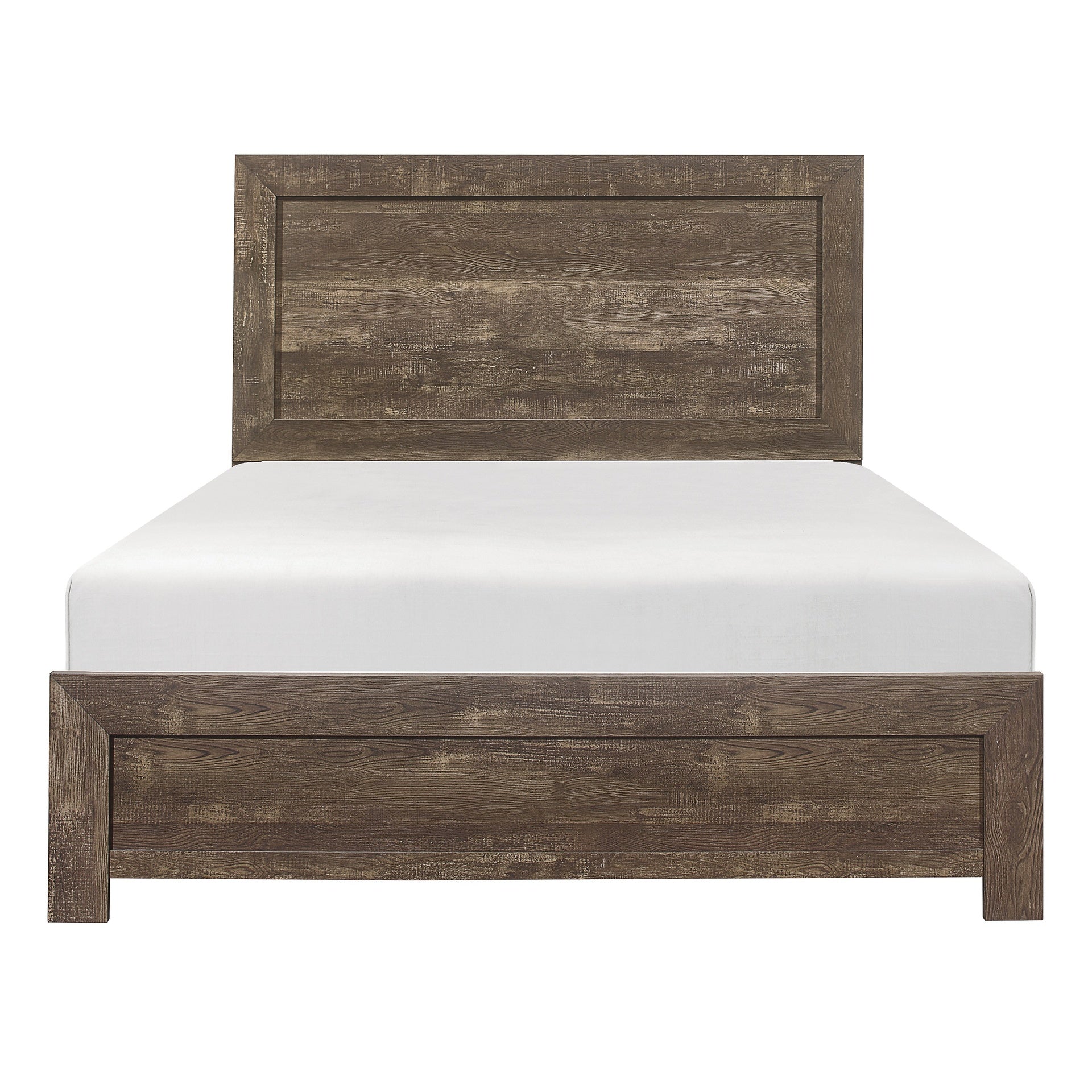 Rustic Brown Finish 1pc Eastern King Size Bed Panel Headboard Footboard Wooden Bedroom Furniture