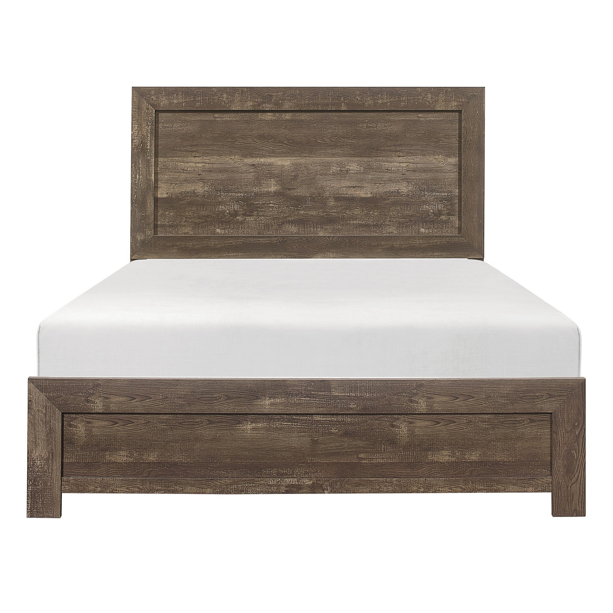 Rustic Brown Finish 1pc Eastern King Size Bed Panel Headboard Footboard Wooden Bedroom Furniture