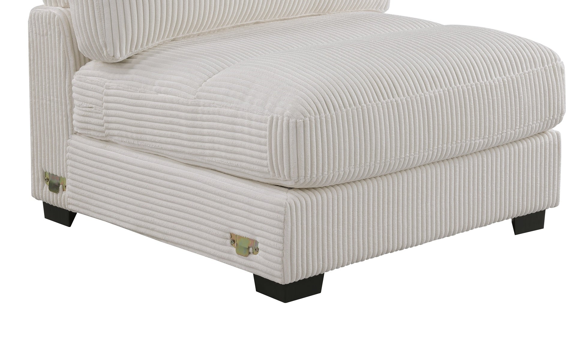Living Room Furniture Armless Chair Beige Wide-Welt Corduroy 1pc Armless Chair Soft Cushion Wood Legs