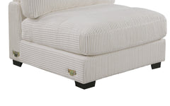 Living Room Furniture Armless Chair Beige Wide-Welt Corduroy 1pc Armless Chair Soft Cushion Wood Legs