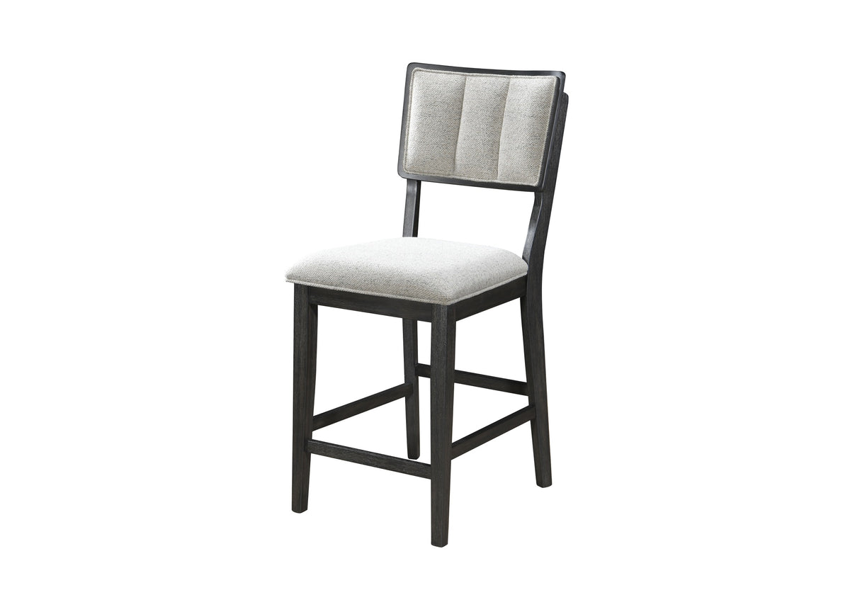2pc Black/light Grey Counter Height Chair Counter Stools Full Back Wood Fabric Wooden Dining Room Furniture