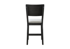 2pc Black/light Grey Counter Height Chair Counter Stools Full Back Wood Fabric Wooden Dining Room Furniture