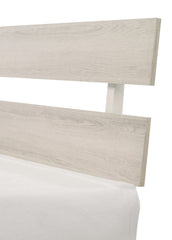1pc Rustic King Platform Bed Slat Headboard Low-profile Bed Frame White Wash Finish Contemporary Bedroom Furniture