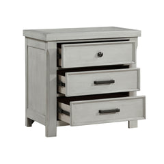 1pc Light Gray Finish Nightstand with 3x Drawers Storage Wooden Bedroom Furniture Farmhouse Style Bedside Cabinet