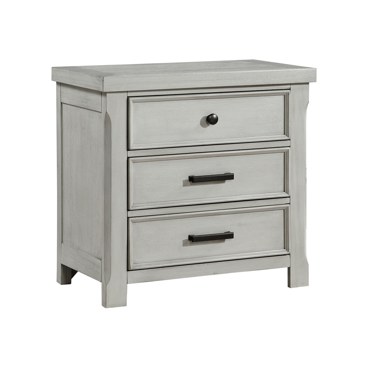 1pc Light Gray Finish Nightstand with 3x Drawers Storage Wooden Bedroom Furniture Farmhouse Style Bedside Cabinet