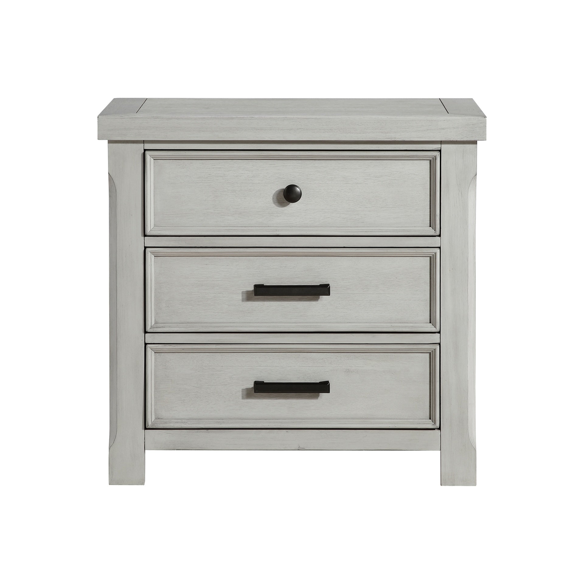 1pc Light Gray Finish Nightstand with 3x Drawers Storage Wooden Bedroom Furniture Farmhouse Style Bedside Cabinet
