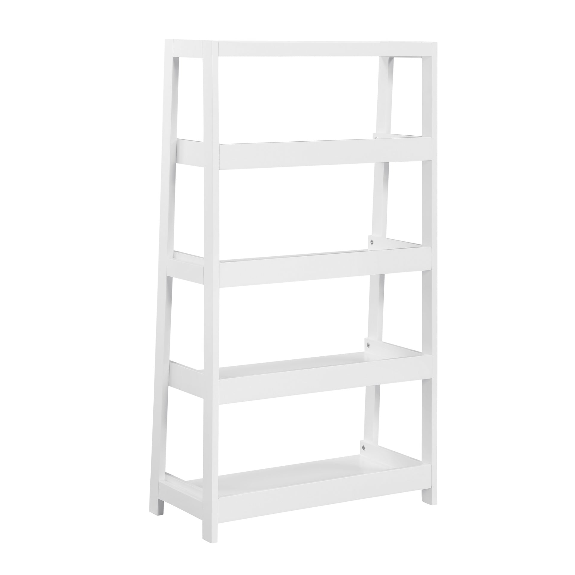 Modern 4-Shelves Bookcase White Finish Toy Storage Unit Display Rack Wooden Furniture 1pc