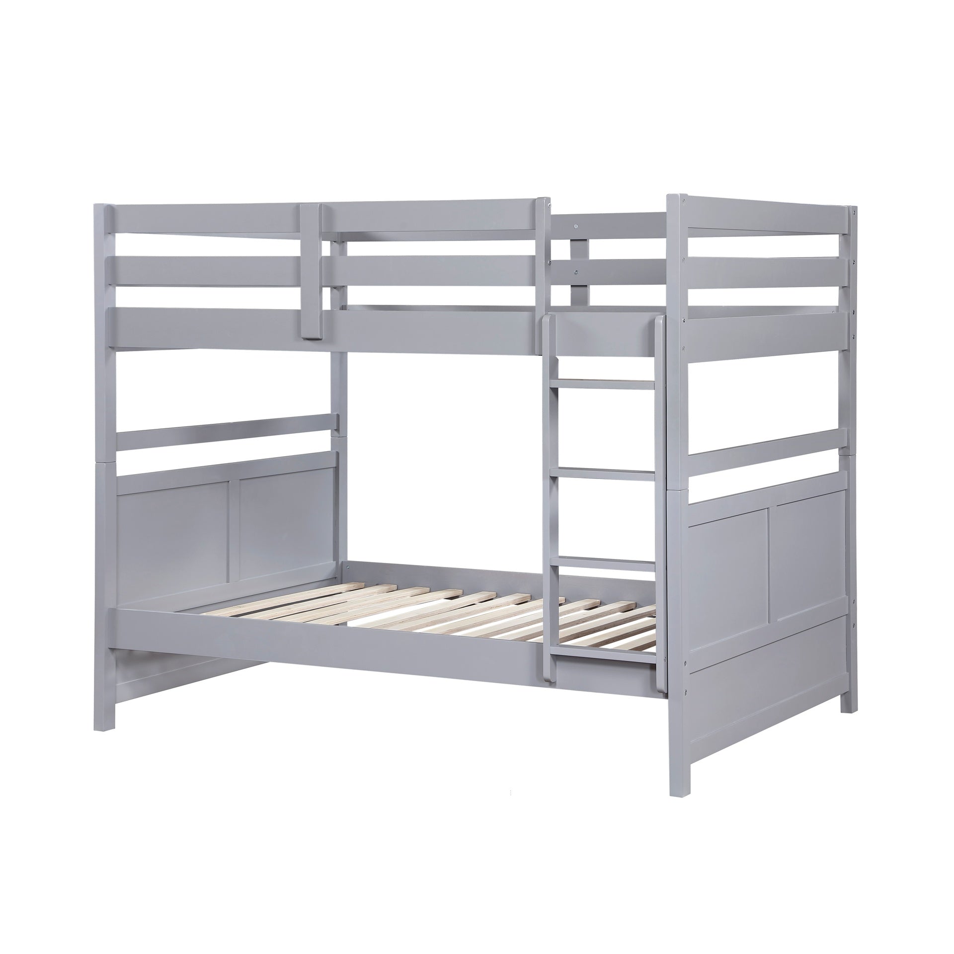 Bunk Bed Full Over Full Gray Finish Sturdy Wood Frame Guard Rails Youth Bedroom Furniture 1pc