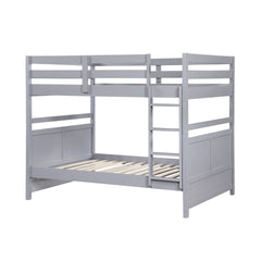 Bunk Bed Full Over Full Gray Finish Sturdy Wood Frame Guard Rails Youth Bedroom Furniture 1pc