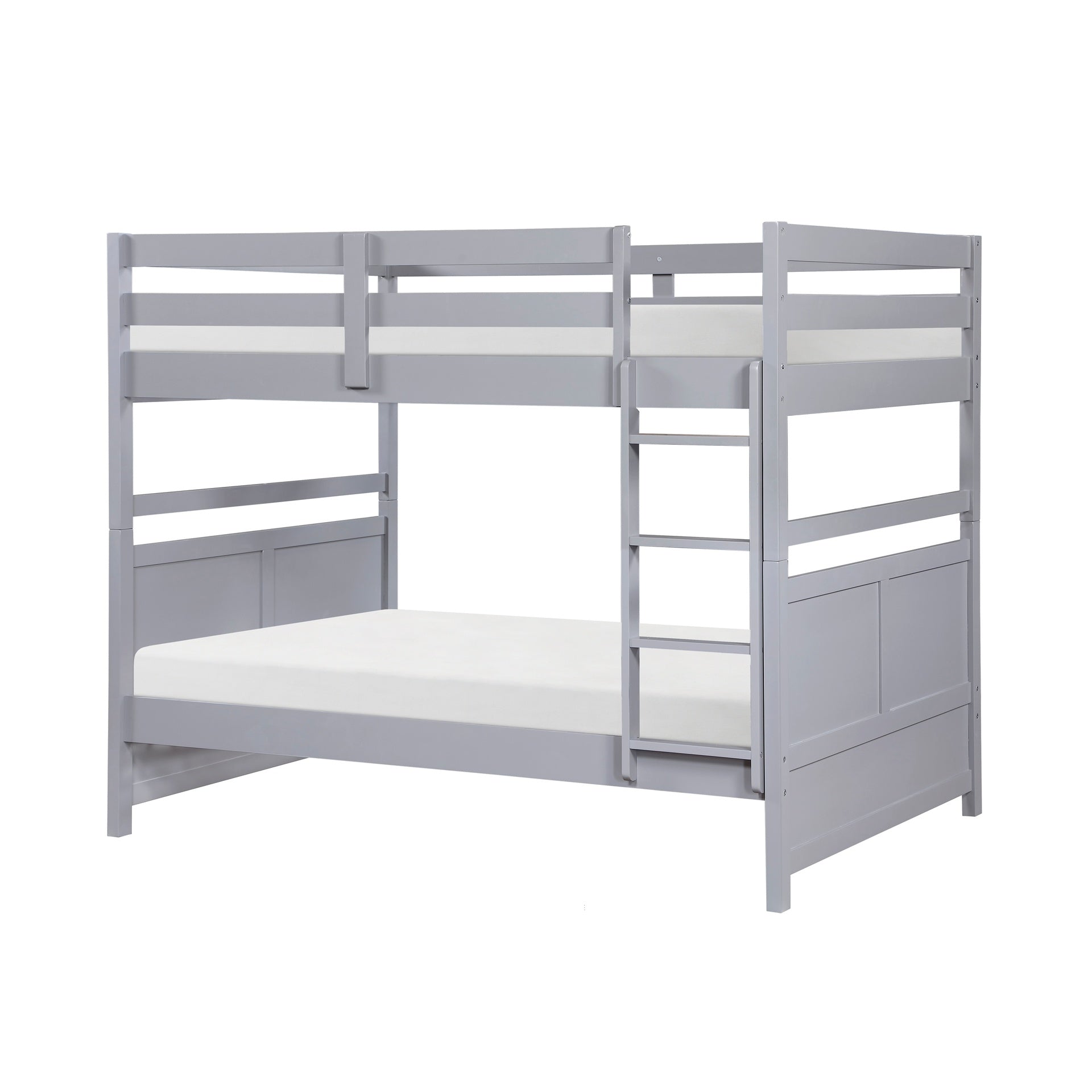 Bunk Bed Full Over Full Gray Finish Sturdy Wood Frame Guard Rails Youth Bedroom Furniture 1pc